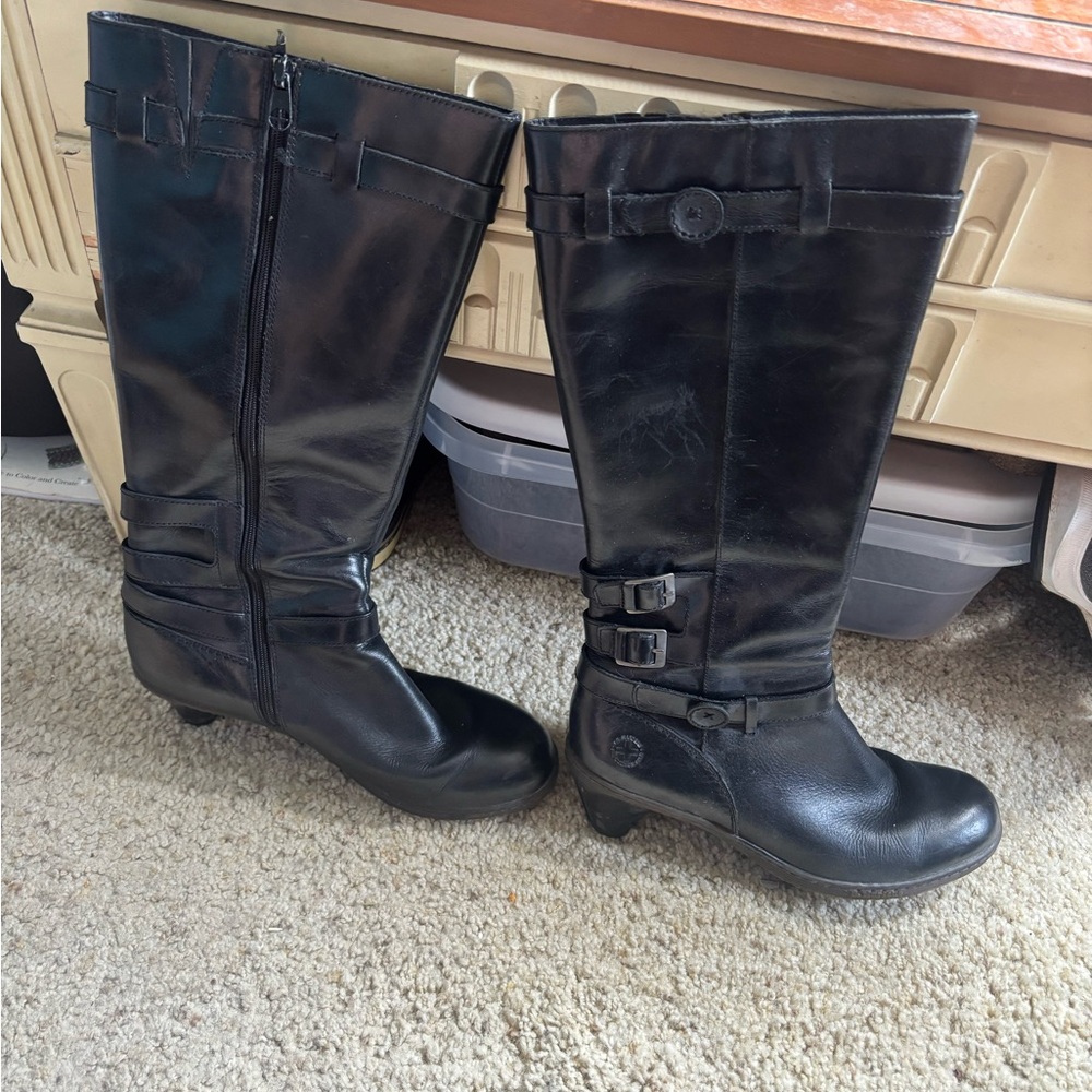 Dr. Martens Amber Black Leather Heeled Boots